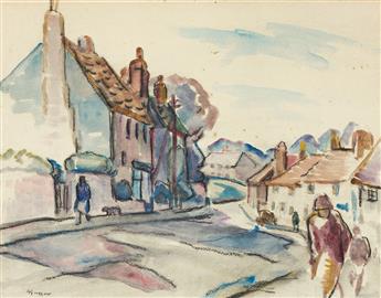 BERNARD GUSSOW Two watercolors.